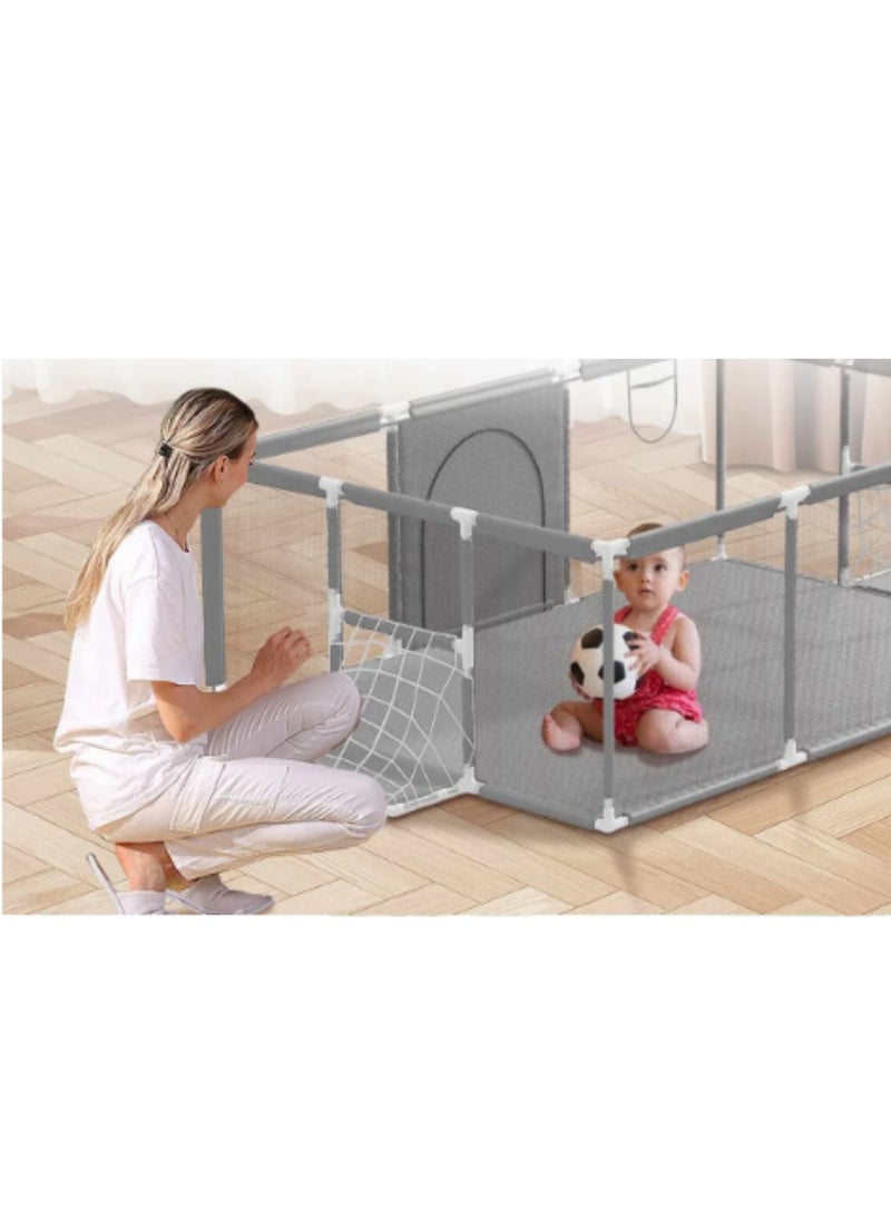 MAAS Large and Portable Safe Playground for Children and Babies Suitable for Indoor and Outdoor Use Fun Activities with Foldable Basketball Hoop 180X120X60 CM  - Image 4