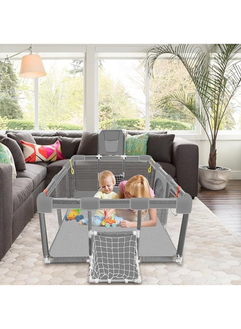 MAAS Large and Portable Safe Playground for Children and Babies Suitable for Indoor and Outdoor Use Fun Activities with Foldable Basketball Hoop 180X120X60 CM  - Image 2