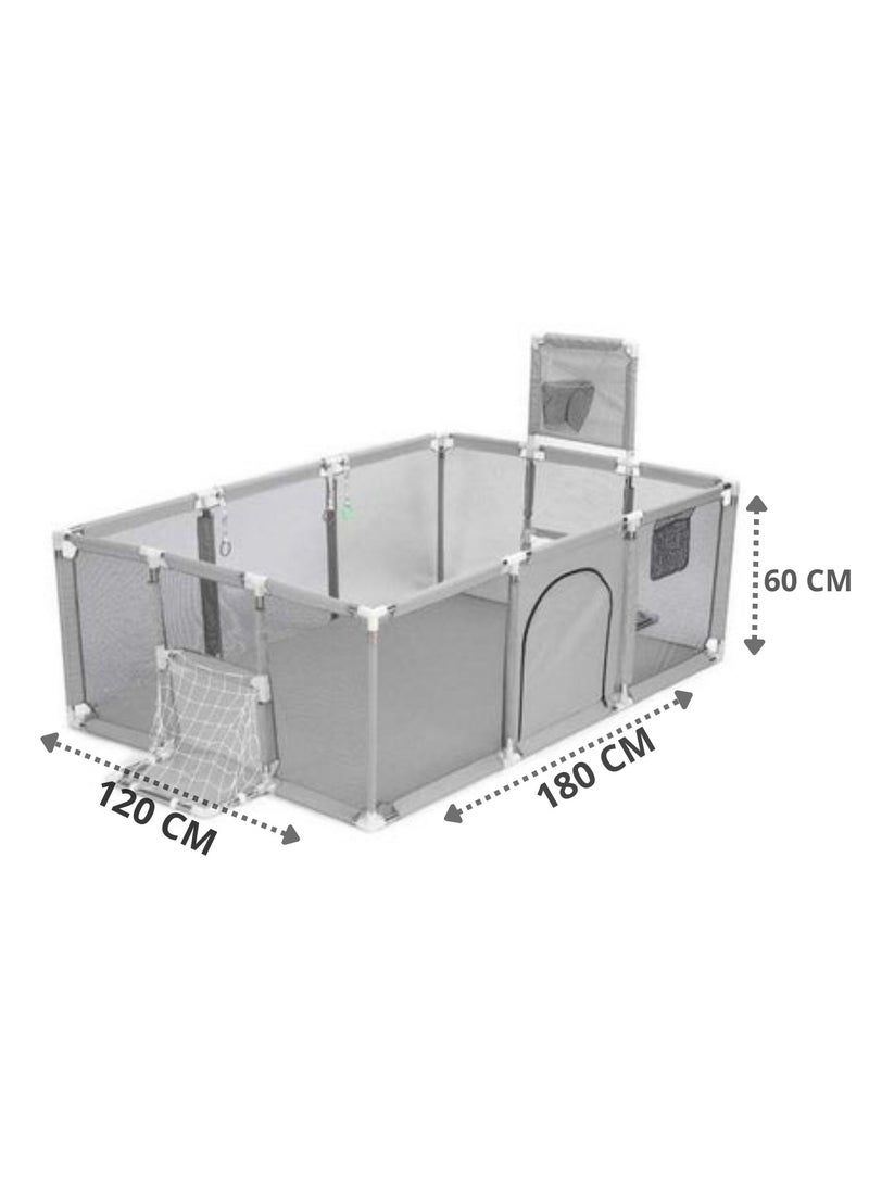 MAAS Large and Portable Safe Playground for Children and Babies Suitable for Indoor and Outdoor Use Fun Activities with Foldable Basketball Hoop 180X120X60 CM  - Image 5
