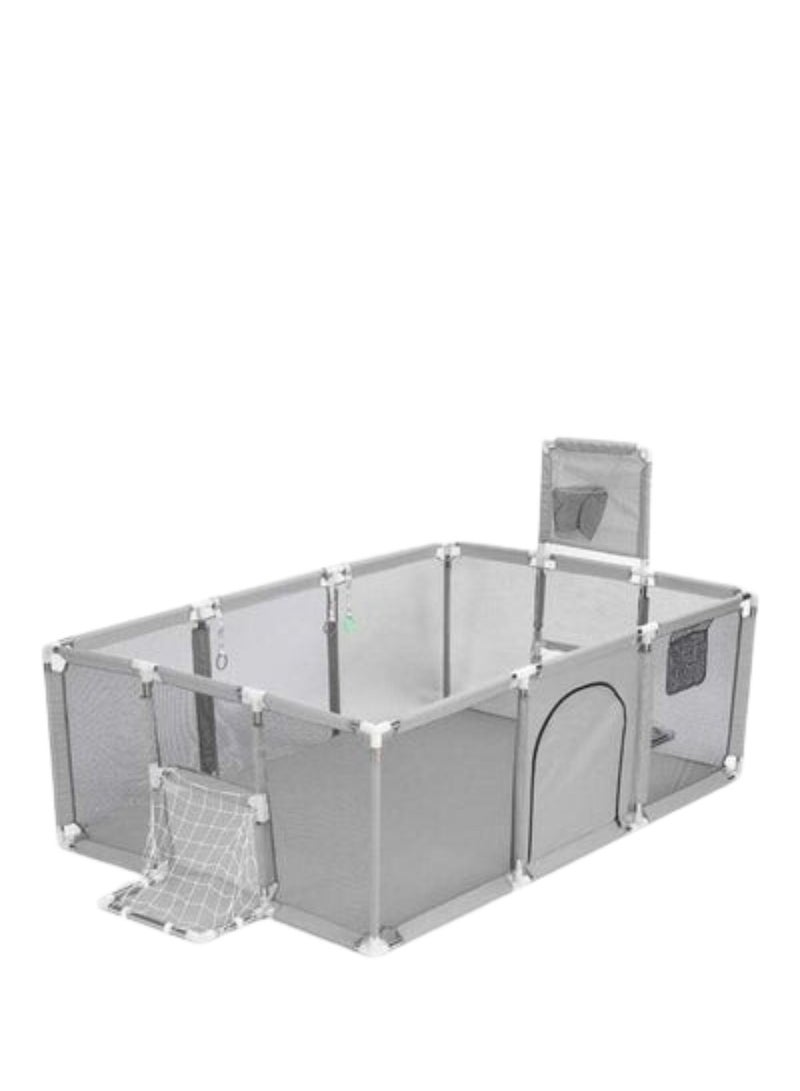 MAAS Large and Portable Safe Playground for Children and Babies Suitable for Indoor and Outdoor Use Fun Activities with Foldable Basketball Hoop 180X120X60 CM  - Image 1