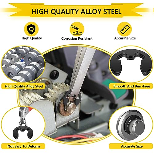 IEAWISL External Retaining Rings, 330PCS Alloy Steel Retaining Rings E-Clip Assortment Set-M1.5 M2 M2.5 M3 M3.5 M4 M5 M6 M7 M8 M9 M10 M12 M15 E-Clips for Bearings, Gears, Pulleys, Axles - Image 4