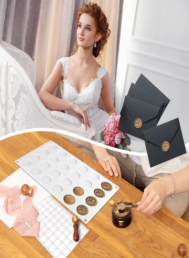 DOSTK حصيرة ختم الشمع المصنوعة من السيليكون من DOSTK، وسادة لختم الشمع، حصيرة ختم الشمع ذات 24 تجويفًا مع 60 قطعة من النقاط اللاصقة القابلة للإزالة لأعمال الشمع اللاصقة اليدوية - Image 5