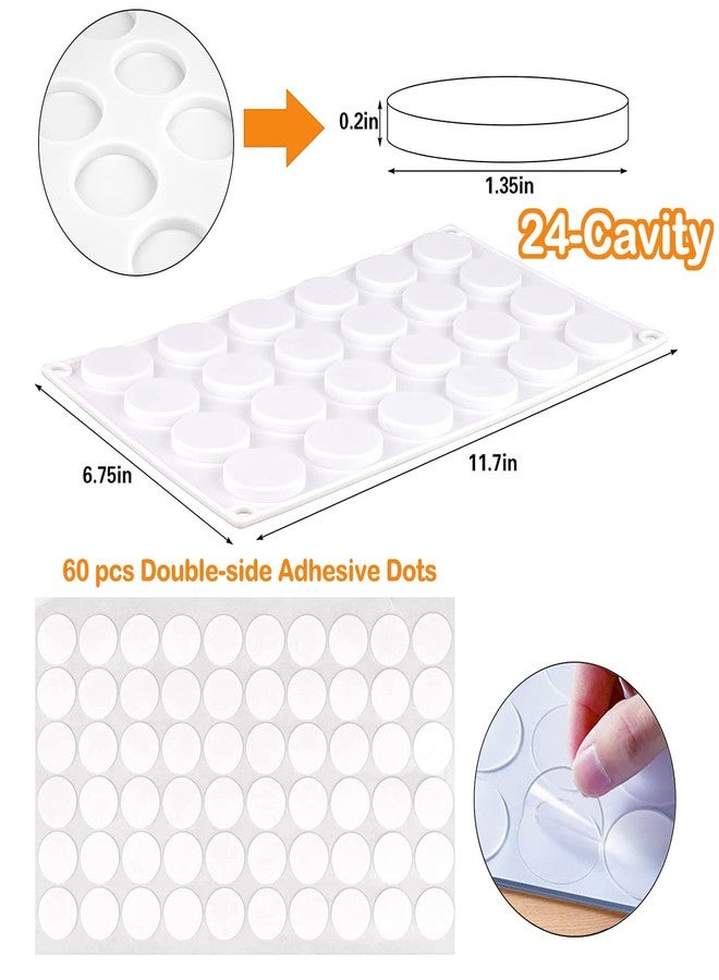 DOSTK حصيرة ختم الشمع المصنوعة من السيليكون من DOSTK، وسادة لختم الشمع، حصيرة ختم الشمع ذات 24 تجويفًا مع 60 قطعة من النقاط اللاصقة القابلة للإزالة لأعمال الشمع اللاصقة اليدوية - Image 4