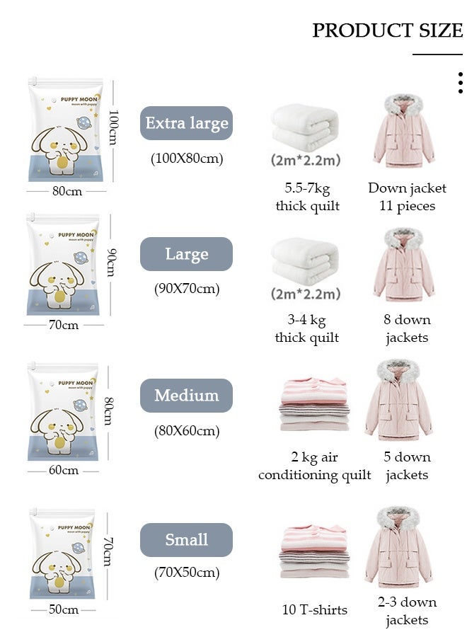 DUNISO 4 PCS Home Vacuum Storage Bag with Electric Pump, Reusable Travel Vacuum Sealer Bags, Compression Airtight Sealer Bags with Seal Special-Grip Clip, Space Saver Compression Bags for Clothes, Mattress, Blanket, Duvets, Pillows, Comforters, Quilt - Image 2