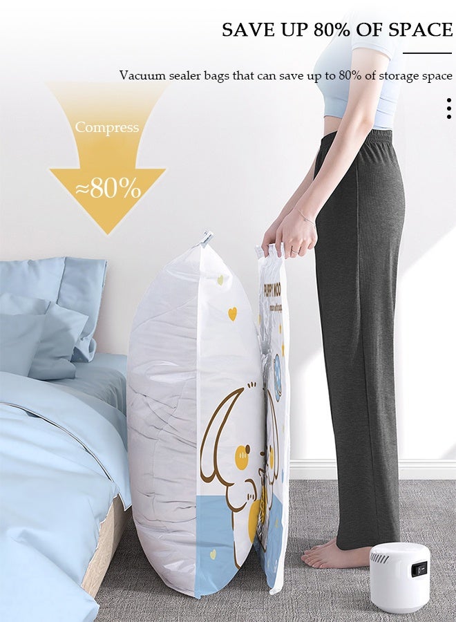 DUNISO 4 PCS Home Vacuum Storage Bag with Electric Pump, Reusable Travel Vacuum Sealer Bags, Compression Airtight Sealer Bags with Seal Special-Grip Clip, Space Saver Compression Bags for Clothes, Mattress, Blanket, Duvets, Pillows, Comforters, Quilt - Image 5