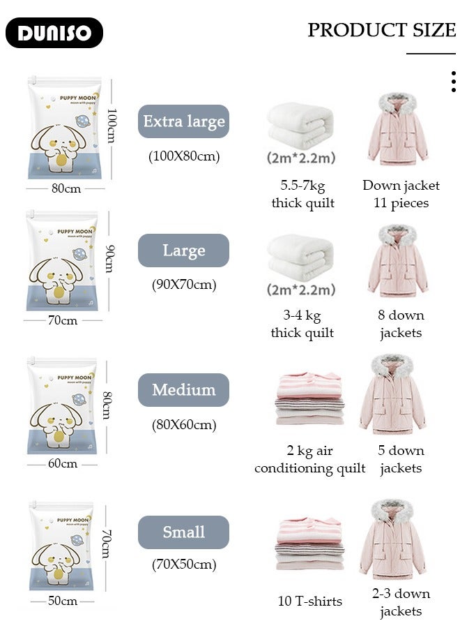 DUNISO 4 PCS Home Vacuum Storage Bag with Electric Pump, Reusable Travel Vacuum Sealer Bags, Compression Airtight Sealer Bags with Seal Special-Grip Clip, Space Saver Compression Bags for Clothes, Mattress, Blanket, Duvets, Pillows, Comforters, Quilt  - Image 2