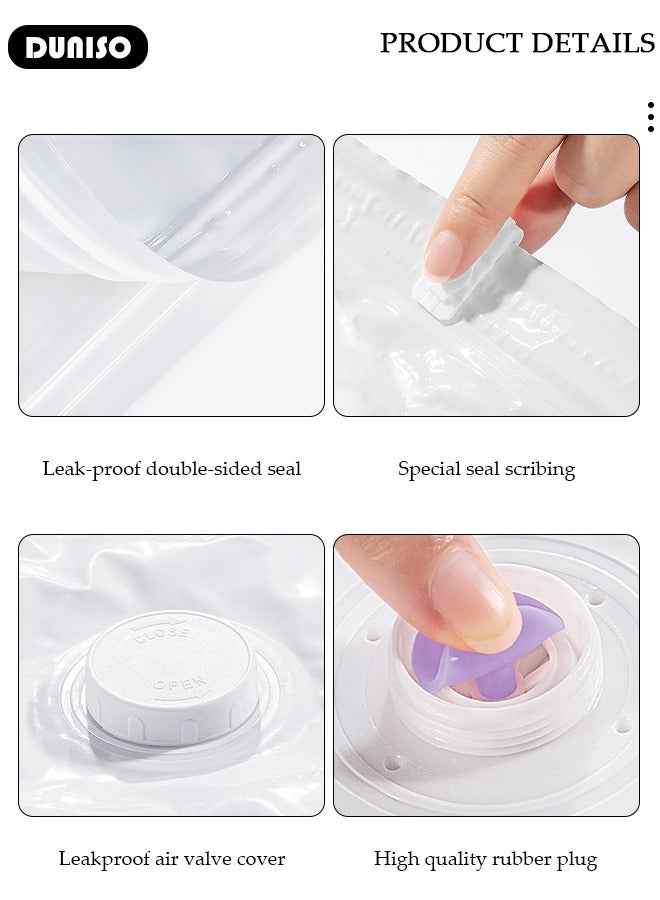 DUNISO 4 PCS Home Vacuum Storage Bag with Electric Pump, Reusable Travel Vacuum Sealer Bags, Compression Airtight Sealer Bags with Seal Special-Grip Clip, Space Saver Compression Bags for Clothes, Mattress, Blanket, Duvets, Pillows, Comforters, Quilt  - Image 3