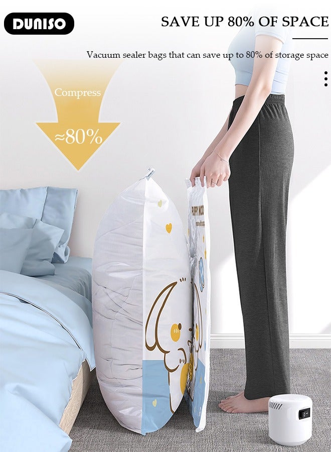 DUNISO 4 PCS Home Vacuum Storage Bag with Electric Pump, Reusable Travel Vacuum Sealer Bags, Compression Airtight Sealer Bags with Seal Special-Grip Clip, Space Saver Compression Bags for Clothes, Mattress, Blanket, Duvets, Pillows, Comforters, Quilt  - Image 5