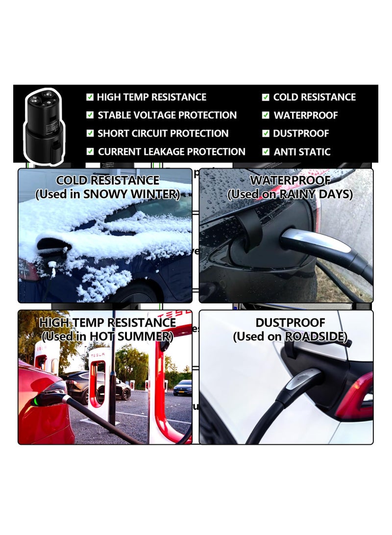 SYOSI J1772 to Tesla Adapter, J1772 Charger Adapter for Tesla Model-3/Y/X/S, SAE J1772 EV Charger Adapter for Tesla Cars ONLY [Safety Certified] 80A/250V AC, Optimal Fit (J1772 to Tesla, Black) - Image 2