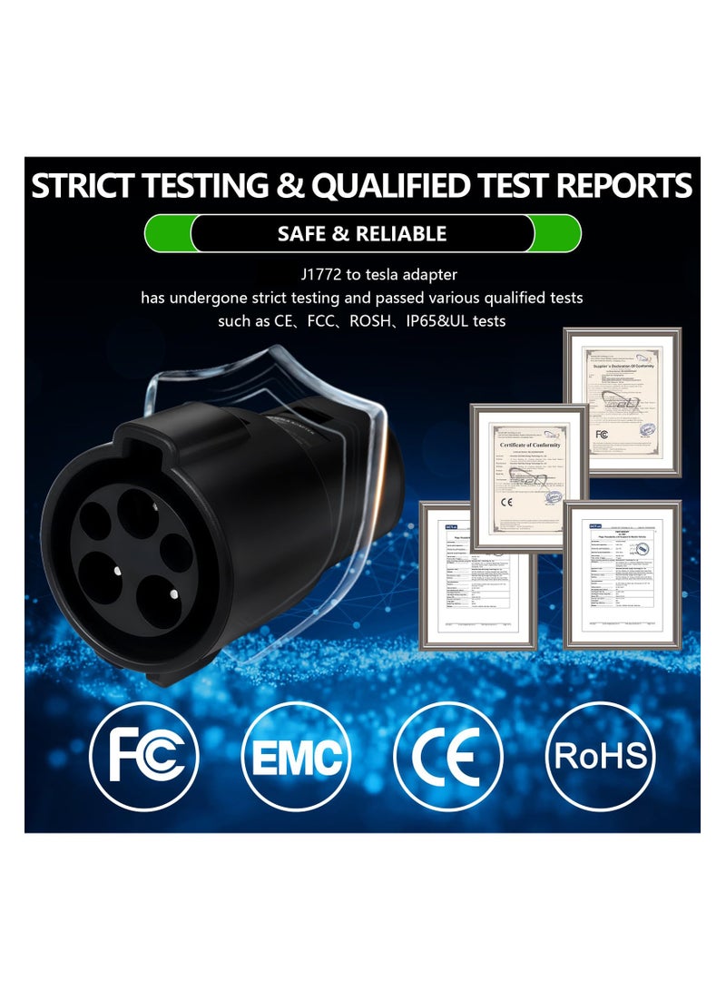 SYOSI J1772 to Tesla Adapter, J1772 Charger Adapter for Tesla Model-3/Y/X/S, SAE J1772 EV Charger Adapter for Tesla Cars ONLY [Safety Certified] 80A/250V AC, Optimal Fit (J1772 to Tesla, Black) - Image 3