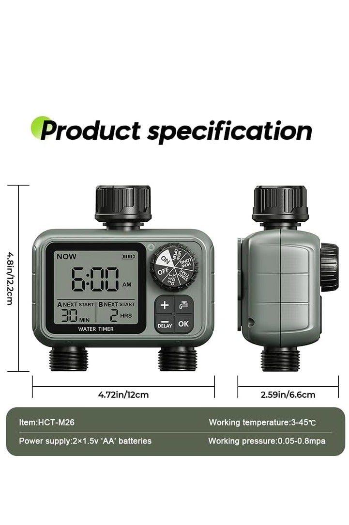 Egardenkart Egardenkart Water Timer for Garden Hose - Multifunctional Sprinkler Timer for Automatic Irrigation System | Hose Timer | Waterproof Irrigation Timer,Dual Outlet - Image 2