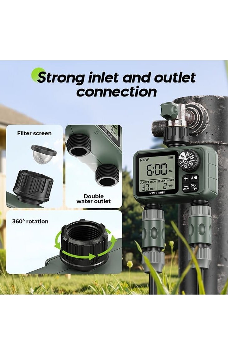 Egardenkart Egardenkart Water Timer for Garden Hose - Multifunctional Sprinkler Timer for Automatic Irrigation System | Hose Timer | Waterproof Irrigation Timer,Dual Outlet - Image 3