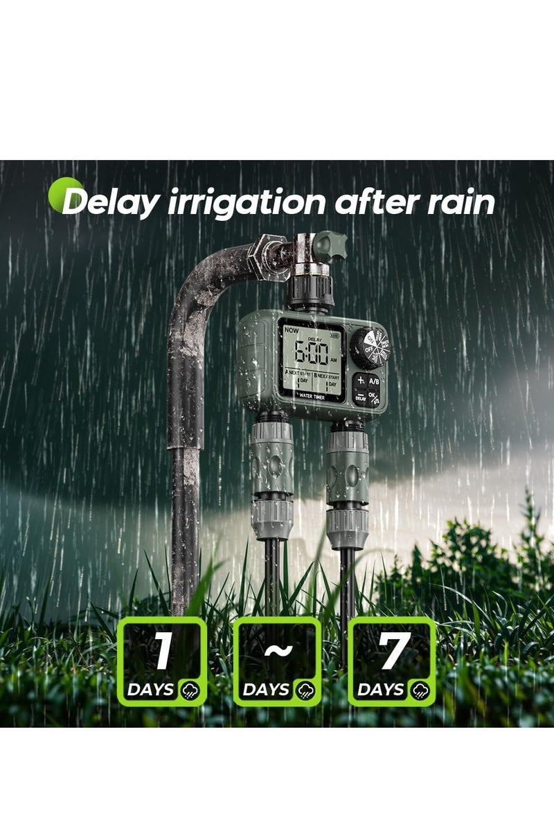 Egardenkart Egardenkart Water Timer for Garden Hose - Multifunctional Sprinkler Timer for Automatic Irrigation System | Hose Timer | Waterproof Irrigation Timer,Dual Outlet - Image 5
