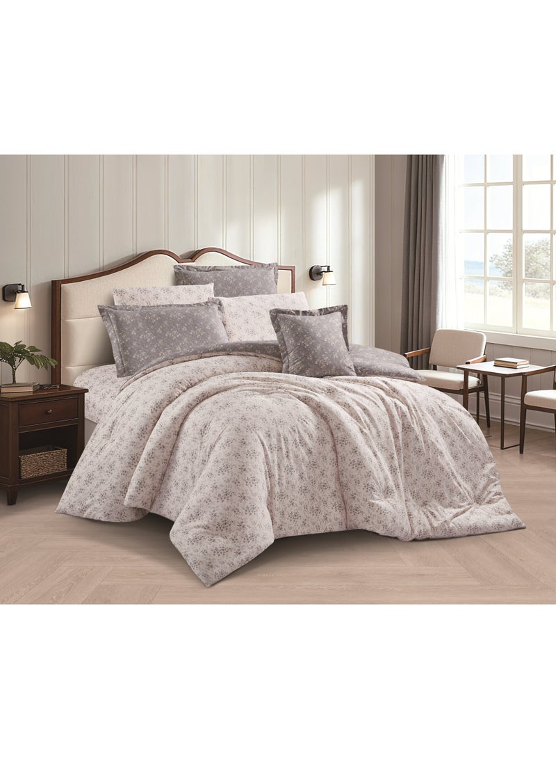 LEVORE 7-piece bedspread set, 100% soft cotton, floral pattern, double-sided, summer style, with filling and fasteners, suitable for King bed - Image 2