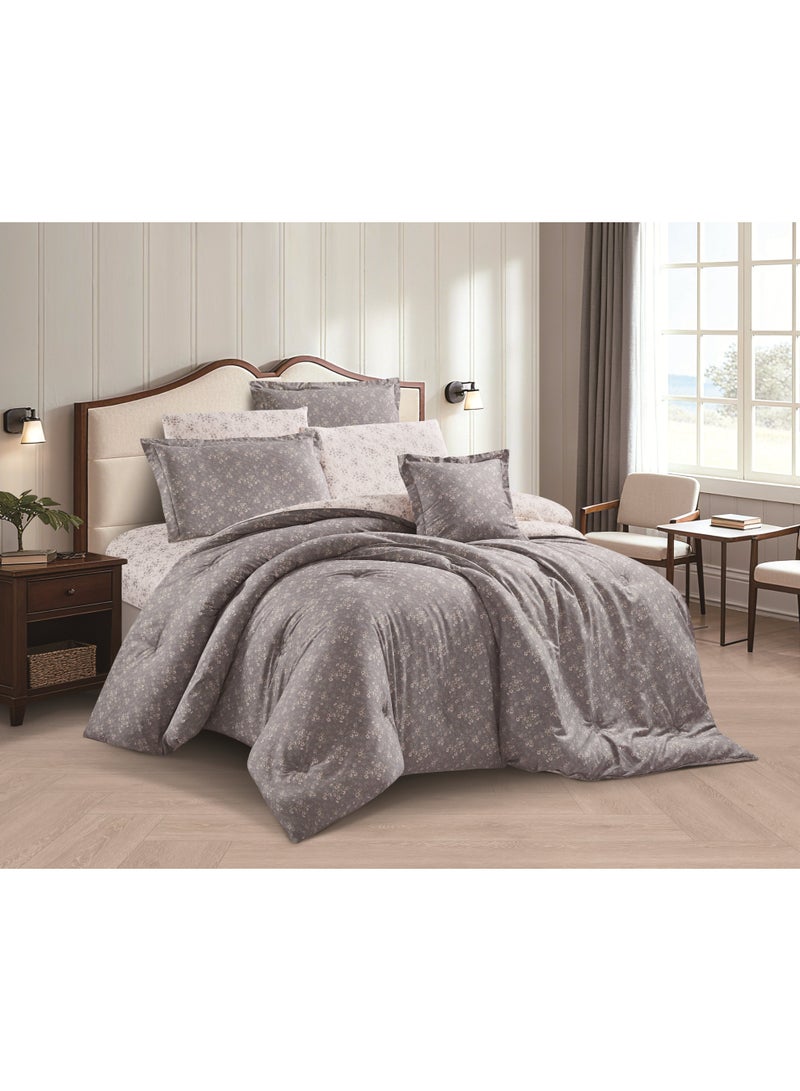LEVORE 7-piece bedspread set, 100% soft cotton, floral pattern, double-sided, summer style, with filling and fasteners, suitable for King bed - Image 1