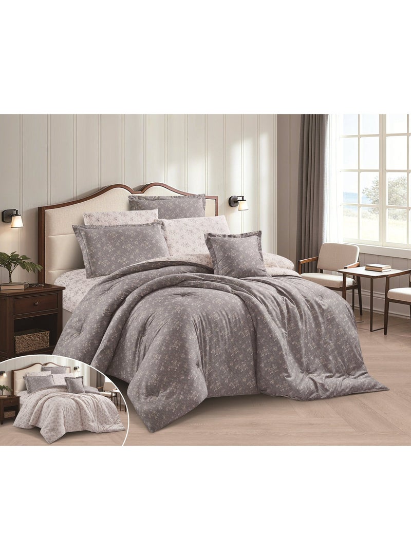 LEVORE 7-piece bedspread set, 100% soft cotton, floral pattern, double-sided, summer style, with filling and fasteners, suitable for King bed - Image 5