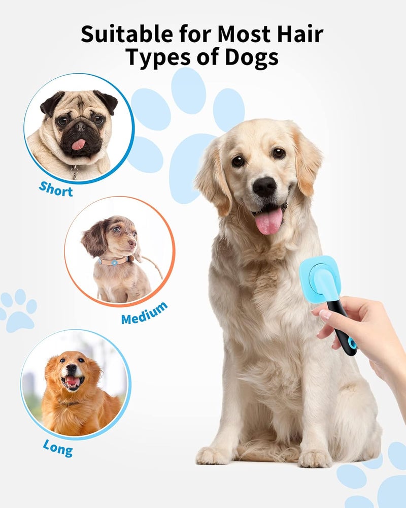 جليندان Dog u0026 Cat Grooming Brush - Slicker Shedding Tool (Blue) - Image 5