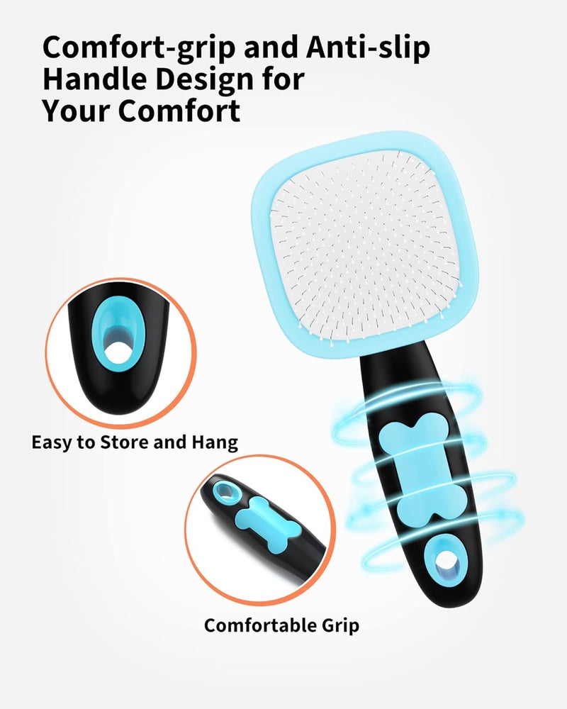 جليندان Dog u0026 Cat Grooming Brush - Slicker Shedding Tool (Blue) - Image 4