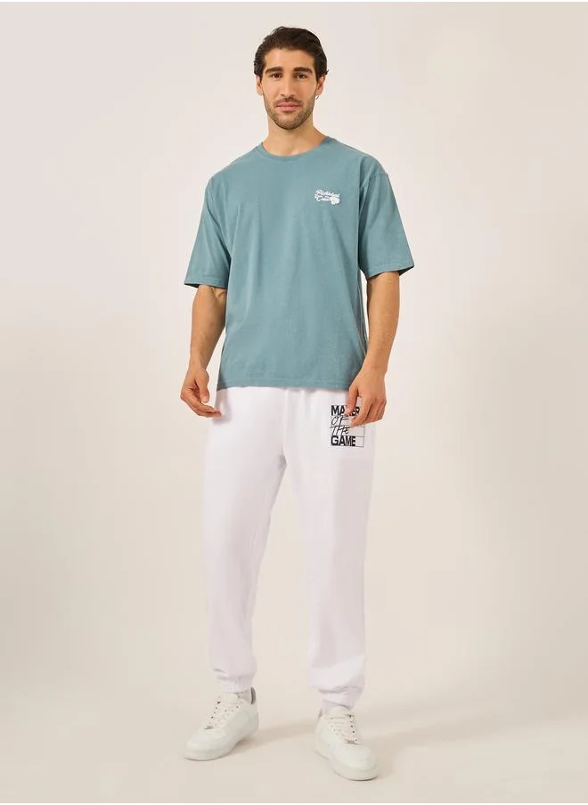 Styli Styli Acid Washed Oversized T-Shirt with Contrast Embroidery