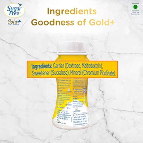 Sugar Free Gold, 100g, Jar (Pack of 2)| Equivalent to Sweetness from 2kg Sugar| India's No.1 Sweetner| Sweet like Sugar with Low Calories| Scientifically Proven & Tested - Image 5