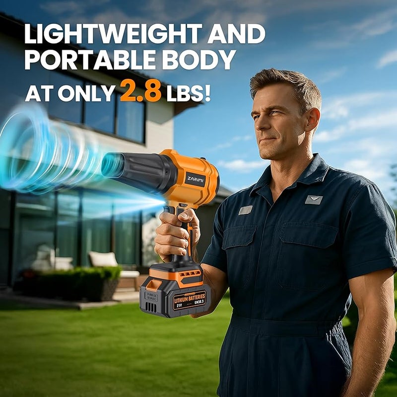YUQUESEN Cordless Leaf Blower, 980,000 RPM Handheld Leaf Blower with 2 X 4.0Ah Batteries & Charger, Lightweight Leaf Blowers for Patio Cleaning, Lawn Care, Leaves, Dust - Orange - Image 5