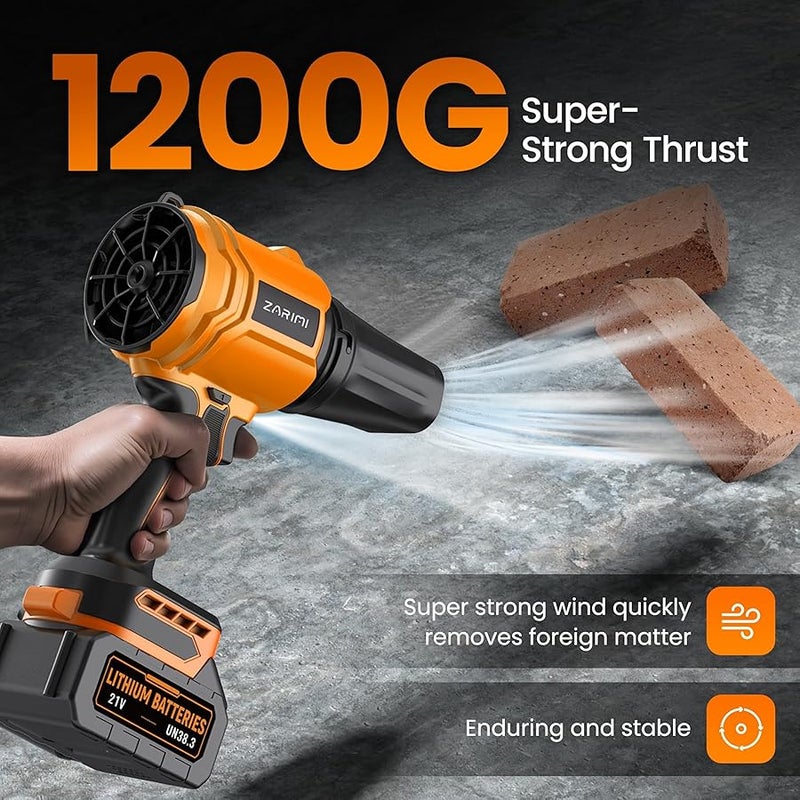 YUQUESEN Cordless Leaf Blower, 980,000 RPM Handheld Leaf Blower with 2 X 4.0Ah Batteries & Charger, Lightweight Leaf Blowers for Patio Cleaning, Lawn Care, Leaves, Dust - Orange - Image 4