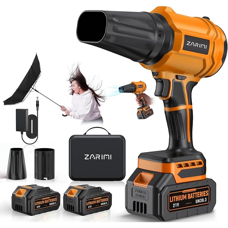 YUQUESEN Cordless Leaf Blower, 980,000 RPM Handheld Leaf Blower with 2 X 4.0Ah Batteries & Charger, Lightweight Leaf Blowers for Patio Cleaning, Lawn Care, Leaves, Dust - Orange - Image 1