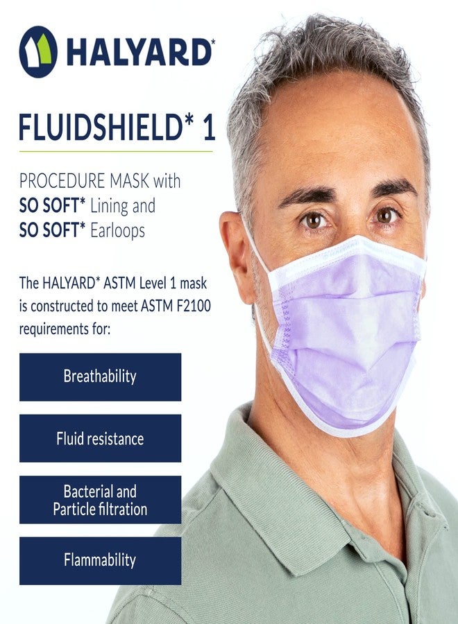 هاليارد قناع HALYARD FLUIDSHIELD 1 للاستخدام مرة واحدة مع بطانة SO SOFT وحلقات أذن SO SOFT، لون لافندر، 25868 (علبة من 50 قطعة) - Image 3