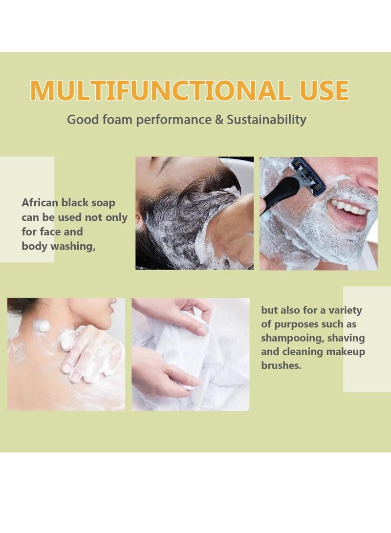 SAUVASINE 100g African Black Soap Hydrate Nourish and Clean Impurities with Coconut Olive Oil and Shea Butter Face and Body Wash Multi Use Soap Black Shampoo Bar for Dry Skin Pimples and Blackhead - Image 2
