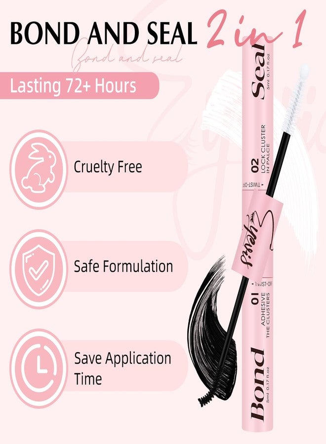 EYEVIS Lash Bond and Seal 10ML Waterproof Lash Cluster Glue Lash Seal 2-in-1 Lash Glue for Eyelash Clusters Long-Lasting for DIY Lash Extensions at Home(Black Bond and Clear Seal,10ML) - Image 2