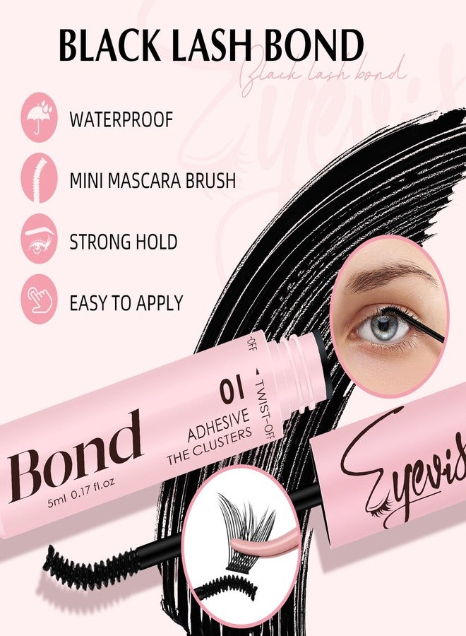 EYEVIS Lash Bond and Seal 10ML Waterproof Lash Cluster Glue Lash Seal 2-in-1 Lash Glue for Eyelash Clusters Long-Lasting for DIY Lash Extensions at Home(Black Bond and Clear Seal,10ML) - Image 3