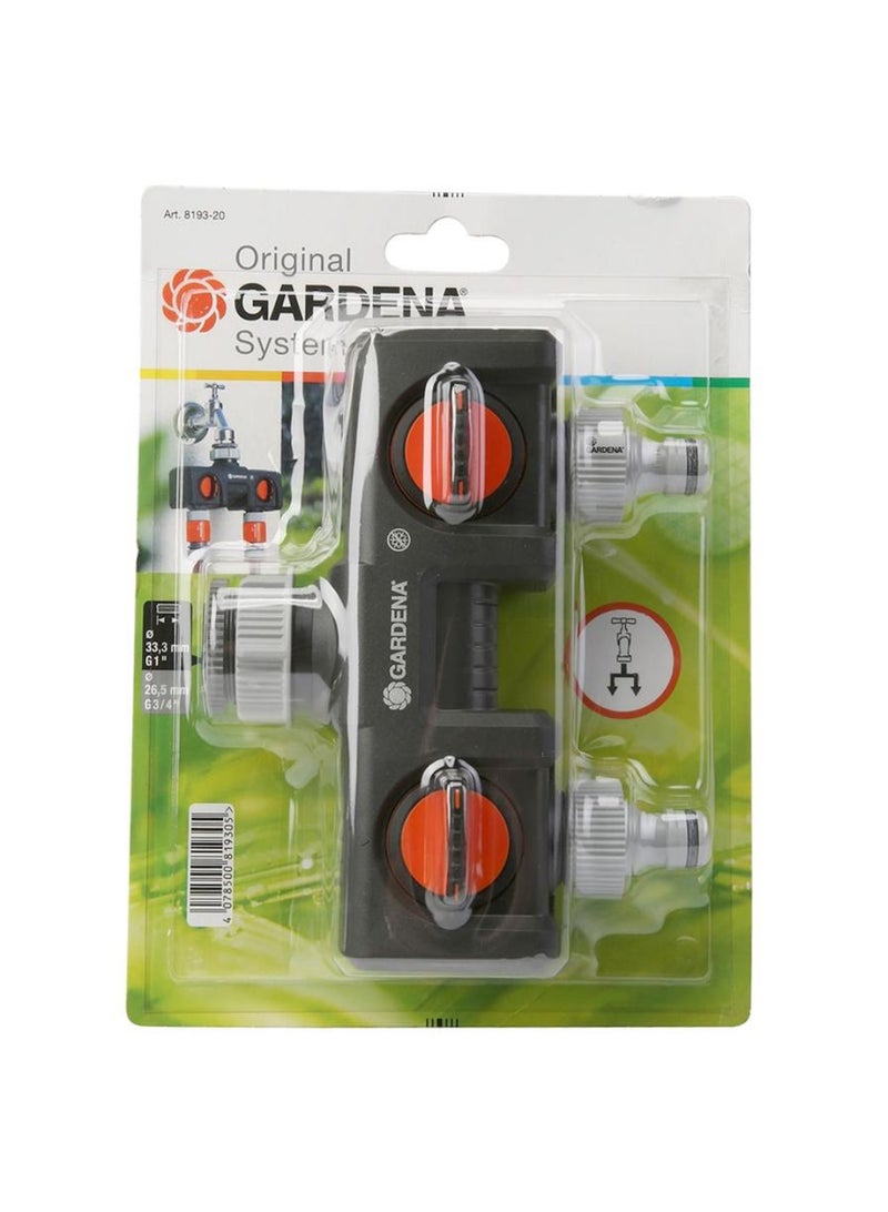 GARDENA Twin Tap Connector Black Gray