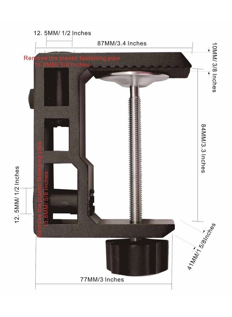 KASTWAVE - Replacement Heavy Duty C Clamp for 1/2” Base Phone I pad Mount,Tablet Mic Holder,Magnifying Lamp,Desk Lamp,Swing Arm Lamp,Table Mount Clamp for Microphone Stand Mic Boom Arm (G2 BLACK) - Image 1