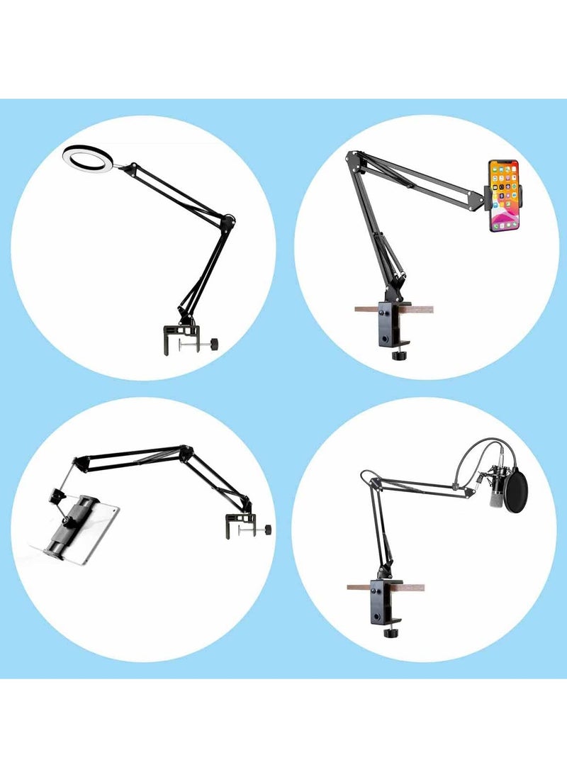 KASTWAVE - Replacement Heavy Duty C Clamp for 1/2” Base Phone I pad Mount,Tablet Mic Holder,Magnifying Lamp,Desk Lamp,Swing Arm Lamp,Table Mount Clamp for Microphone Stand Mic Boom Arm (G2 BLACK) - Image 1