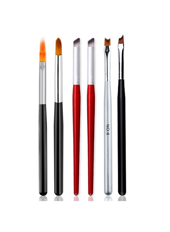 DANNEASY 6Pcs Nail Art Brush Oblique Head French Tips Nail Brush Ombre Nail Brush Nail Design Brushes Nail Painting Tools Nail Art Supplies - Image 1