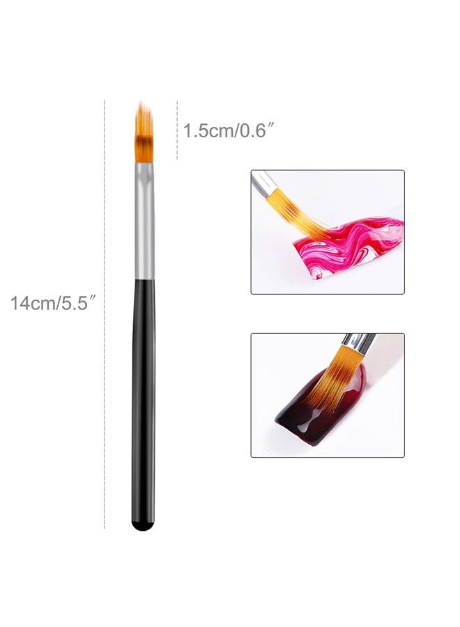 DANNEASY 6Pcs Nail Art Brush Oblique Head French Tips Nail Brush Ombre Nail Brush Nail Design Brushes Nail Painting Tools Nail Art Supplies - Image 2