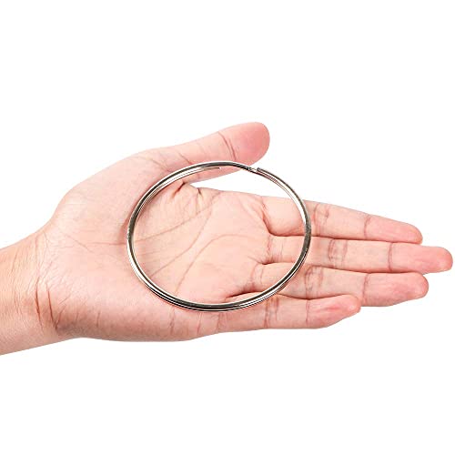 Newflager 3 Inch Flat Key Rings - Very Large Split Key Rings - Silver Steel Round Edged Circular Keychain Ring Clips - Sturdy Key Chain Ring Connector (Pack of 10) - Image 2