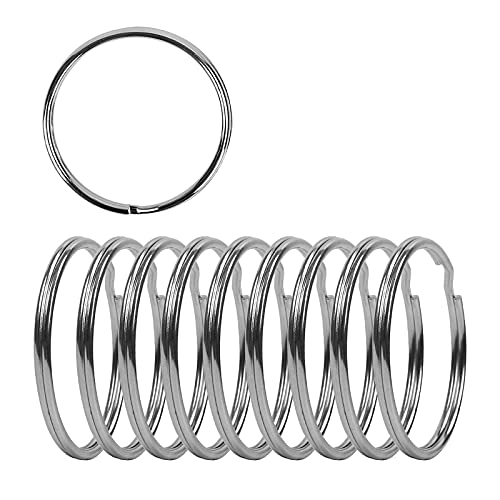 Newflager 3 Inch Flat Key Rings - Very Large Split Key Rings - Silver Steel Round Edged Circular Keychain Ring Clips - Sturdy Key Chain Ring Connector (Pack of 10) - Image 1