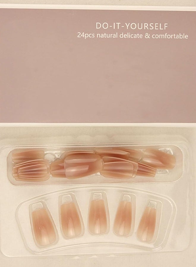 تصميم أظافر أكريليك مزيفة مزيفة، ملحق مع غراء الأظافر، أظافر مطبوعة طويلة فاخرة، مجموعات أظافر مزيفة أكريليك فرنسية قابلة لإعادة الاستخدام للنساء - Image 3