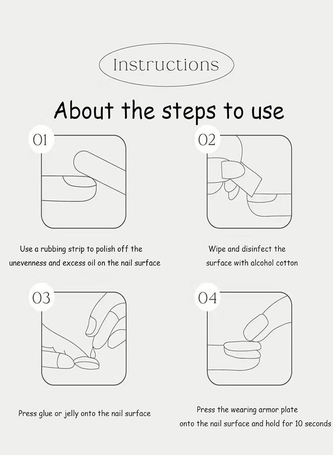 تصميم أظافر أكريليك مزيفة مزيفة، ملحق مع غراء الأظافر، أظافر مطبوعة طويلة فاخرة، مجموعات أظافر مزيفة أكريليك فرنسية قابلة لإعادة الاستخدام للنساء - Image 4