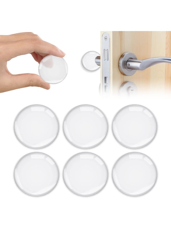 Door Stopper, 6Pcs Wall Door Handle Stopper, Silicone Transparent Round Wall Protector, Self-Adhesive Door Stops Door Handle Bumper Pads for Wall, Fridge, Cabinets (1.57inch) - Image 1