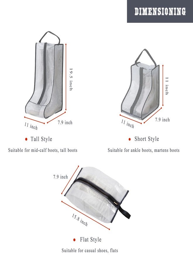 Fazhongfa Travel Bags for Luggage Packing, Clear Stackable Storage Dust Waterproof Shoe Bags in Closet 2 Set Hanging Bags (Clear Gray-Thigh Boot) - Image 2