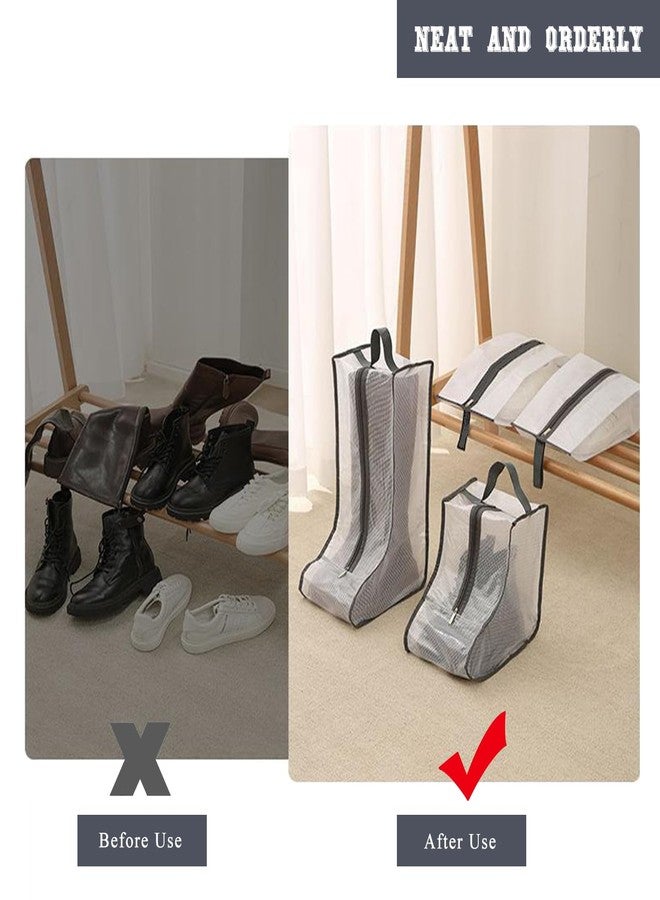 Fazhongfa Travel Bags for Luggage Packing, Clear Stackable Storage Dust Waterproof Shoe Bags in Closet 2 Set Hanging Bags (Clear Gray-Thigh Boot) - Image 3