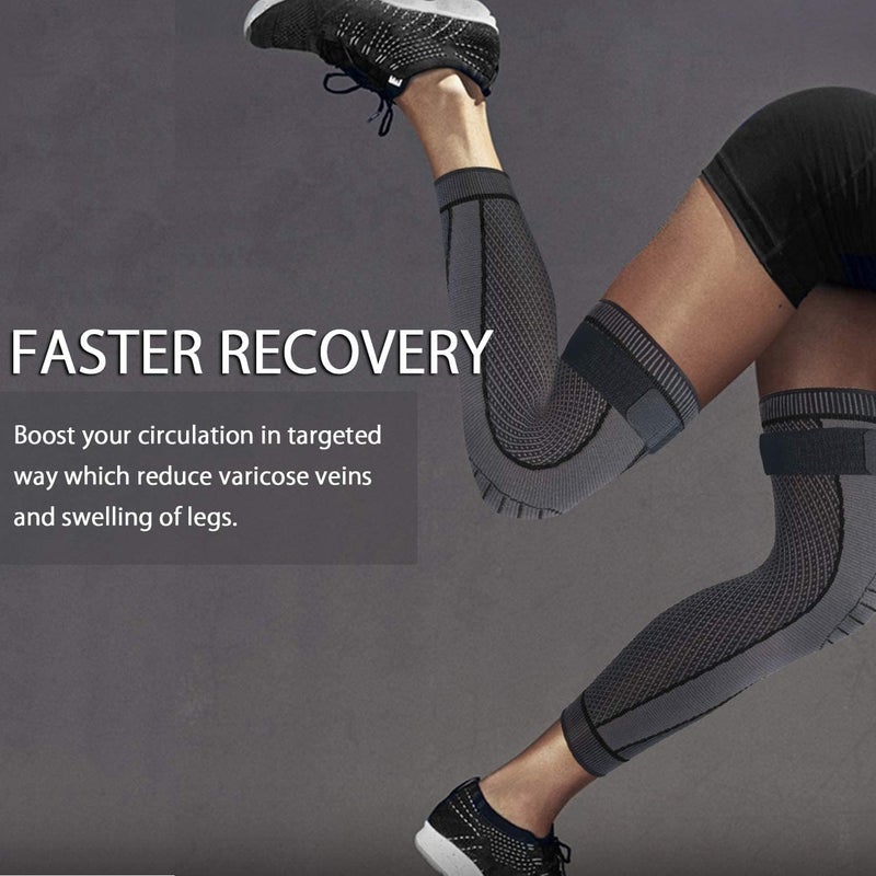 Ofrdncy Leg Compression Sleeve Full Leg 2 Pack Long/Self-Heating Knee Brace for Men Women Knee Support Protector for Running,Weightlifting, Workout and other Sport-4Sizes - Image 3