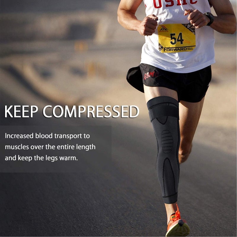 Ofrdncy Leg Compression Sleeve Full Leg 2 Pack Long/Self-Heating Knee Brace for Men Women Knee Support Protector for Running,Weightlifting, Workout and other Sport-4Sizes - Image 2