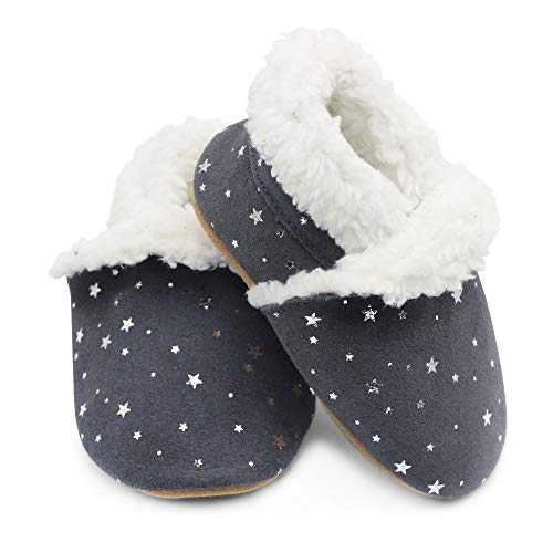 Dotty Fish Toddler Suede Slippers. Silver Stars. 18-24 Months - Image 4
