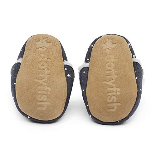 Dotty Fish Toddler Suede Slippers. Silver Stars. 18-24 Months - Image 5