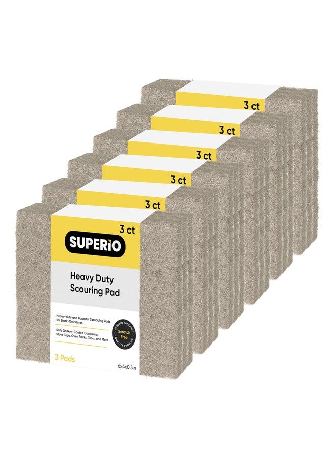 Superio Natural Scouring Pad Non-Scratch Sisal Plant Based Scrubber Cleaning Scrub Pads, Eco-Friendly Reusable Kitchen Scrubbing Pad Pack of 18, by Superio - Image 1