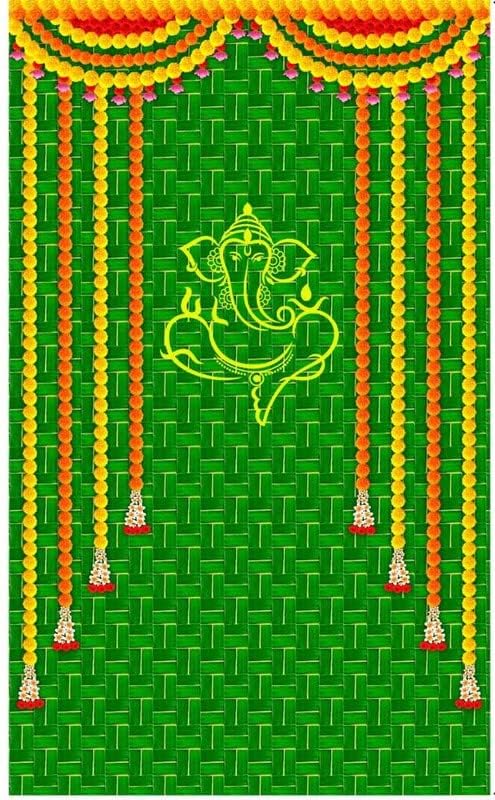 BAGUE Back Drop for Photography Backdrop Cloth for Pooja Decoration Traditional Pooja Wedding Ceremany Engagement Functions 5X8 Size, Green - Image 2