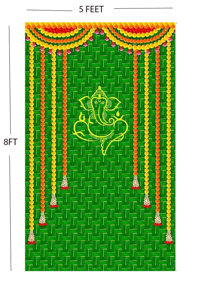 BAGUE Back Drop for Photography Backdrop Cloth for Pooja Decoration Traditional Pooja Wedding Ceremany Engagement Functions 5X8 Size, Green - Image 3